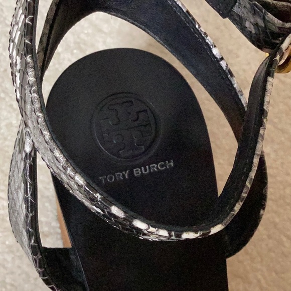 TORY BURCH LEATHER SNAKESKIN WOOD PLATFORM SZ 10 - Picture 12 of 16